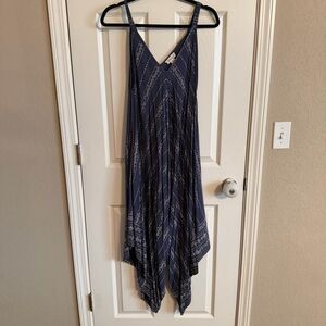 Navy Blue Striped Sleeveless Jumpsuit